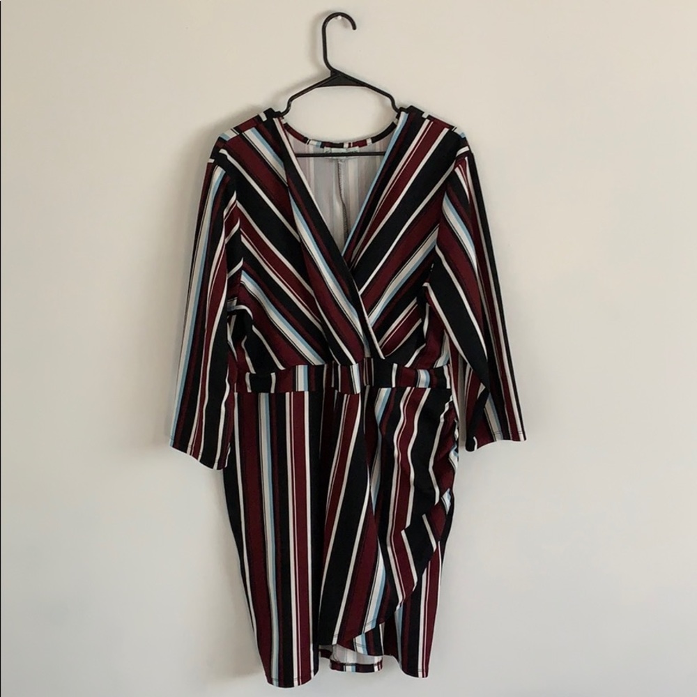Cute striped mini dress with 3/4 length sleeves!
